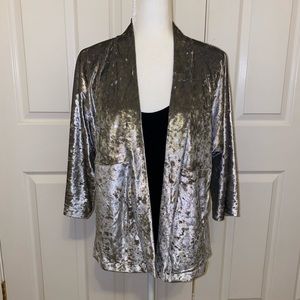 Avocado Moonrise Silver Crushed Velvet Kimono